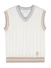 Eleventy Logo-patch Knitted Vest In Cream