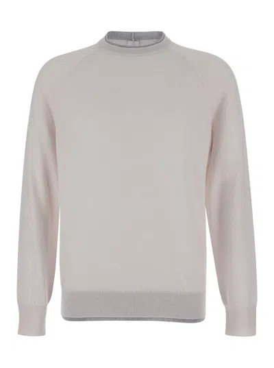 Eleventy Girocollo Merinos Doppio Fondo Doppio Collo In Beige