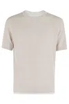 Eleventy Premium Short-sleeve Knit Jersey In Sabbia Bianco Grigio