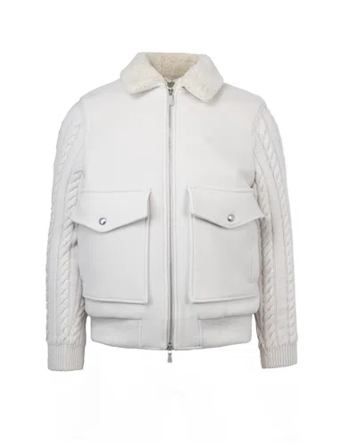 Eleventy Giubbino Con Inserti In Maglia Beige