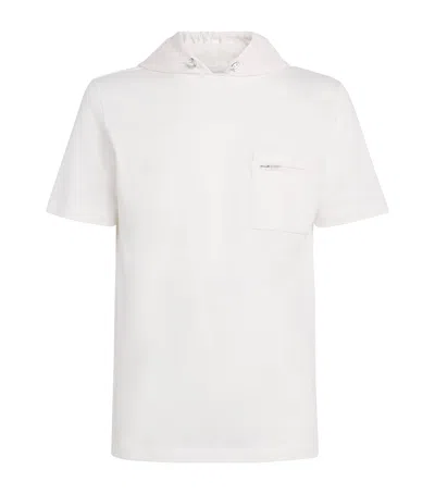 Eleventy Giza Cotton Hood-detail Zip-pocket T-shirt In White