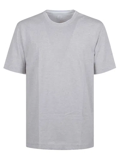 Eleventy Giza Cotton Jersey T-shirt With Contrasting Profiles In Grey