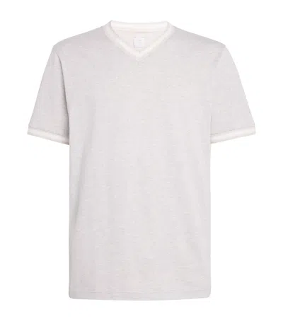 Eleventy Giza Cotton V-neck T-shirt In White