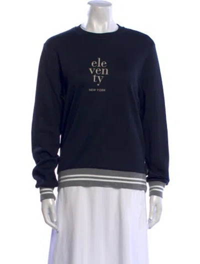 Pre-owned Eleventy Graphic Print Crew Neck Sweater In Blue