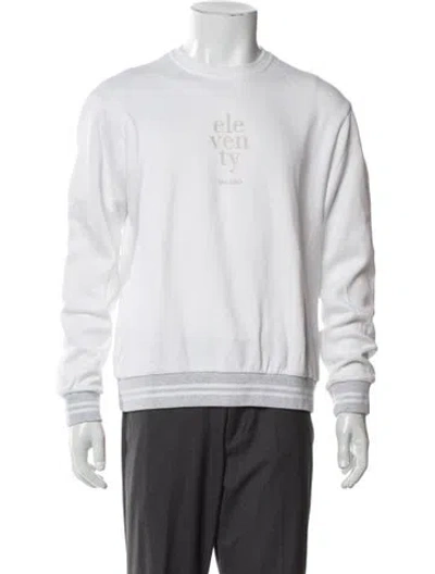 Pre-owned Eleventy Graphic Print Crew Neck Sweatshirt In White