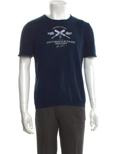 Pre-owned Eleventy Graphic Print Crew Neck T-shirt In Blue