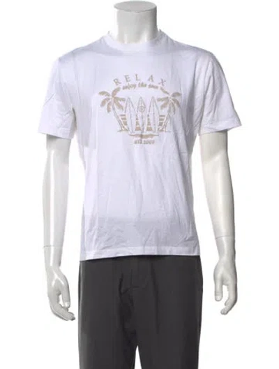 Pre-owned Eleventy Graphic Print Crew Neck T-shirt In White