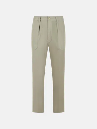 Eleventy Gray Cotton Pants In Green