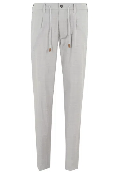 Eleventy Tailored Fit Neutral Textured Pattern Trousers In Transparent