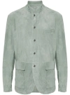 ELEVENTY GREEN BUTTONED SUEDE JACKET