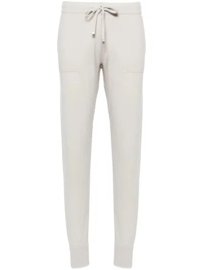 Eleventy Green Relaxed Knit Tipping Wool-blend Pants In White