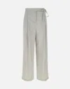 Eleventy Greige Linen Wool Trousers