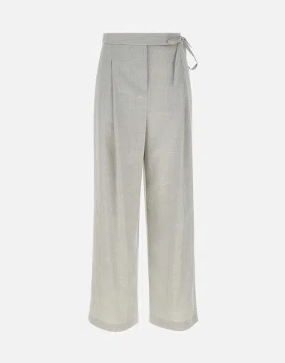 Eleventy Greige Linen Wool Trousers