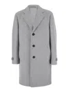 Eleventy Grey Coat With Notched Revers And Herringbone Motif In Wool Blend Man In Multicolor