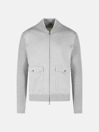 Eleventy Grey Cotton And Linen Bomber Jacket In Gray