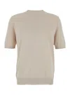Eleventy Men Grey Crewneck T-shirt With Ribbed Trims In Cotton Woman In Neutral