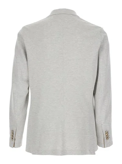 ELEVENTY GREY DOUBLE-BREASTED JACKET WITH PEAK REVERS AND REAR ENGLISH VENT IN VISCOSE BLEND STRETCH MAN