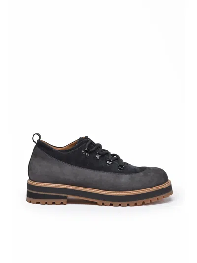 Eleventy Grey Hiking-inspired Suede Booties In Black