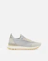 Eleventy Grey Sneakers With Knitted Upper And Chunky Sole In Fabric And Suede Man
