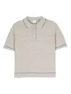 ELEVENTY GREY KNITTED POLO SHIRT WITH BLUE STRIPES