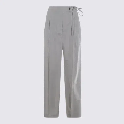 ELEVENTY GREY LINEN AND WOOL PANTS