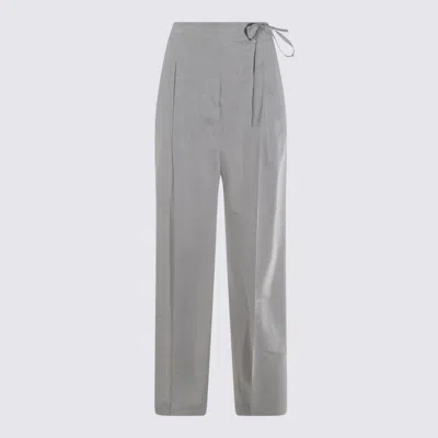 Eleventy Grey Linen And Wool Pants In Multicolor