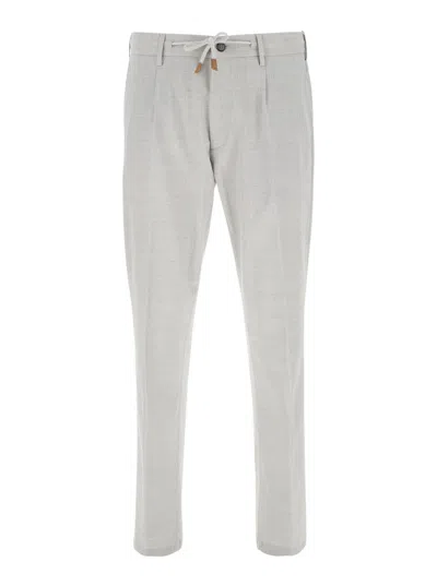 ELEVENTY GREY PANTS WITH DRAWSTRING ELASTIC WAIST AND LOGO PATCH ON THE REAR IN WOOL STRETCH MAN