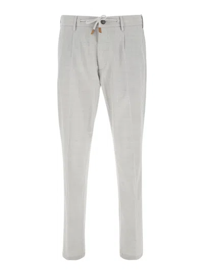 Eleventy Grey Pants With Drawstring Elastic Waist And Logo Patch On The Rear In Wool Stretch Man