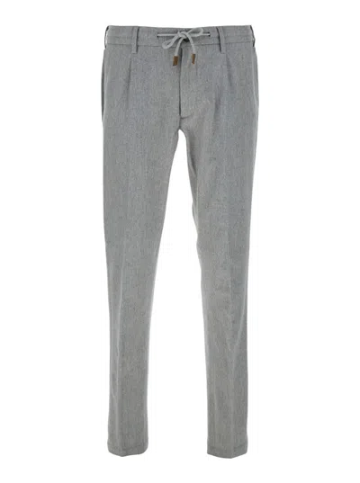 ELEVENTY GREY PANTS WITH ELASTIC DRAWSTRING WAIST IN WOOL AND CASHMERE BLEND STRETCH WOMAN