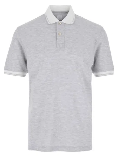 ELEVENTY GREY PIQUÉ-WEAVE POLO SHIRT