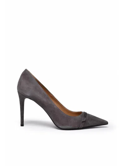 Eleventy Grey Pointed Toe Suede High Heel Pumps In Multi