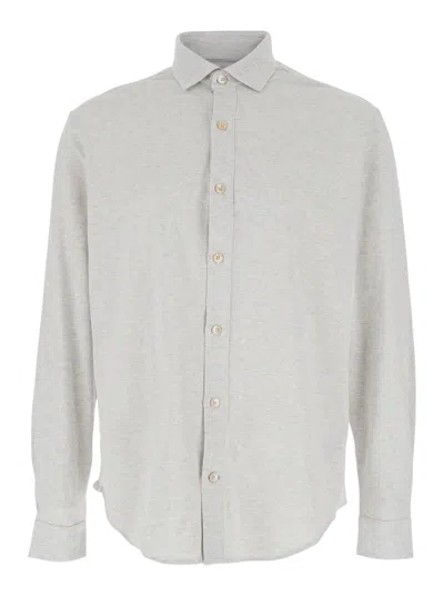 ELEVENTY GREY SHIRT WITH CLASSIC COLLAR IN COTTON MAN
