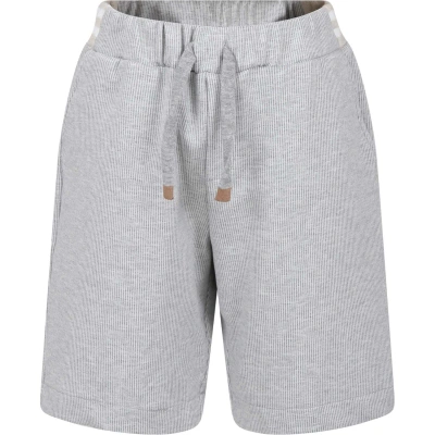 Eleventy Kids' Grey Shorts For Boy With Logo