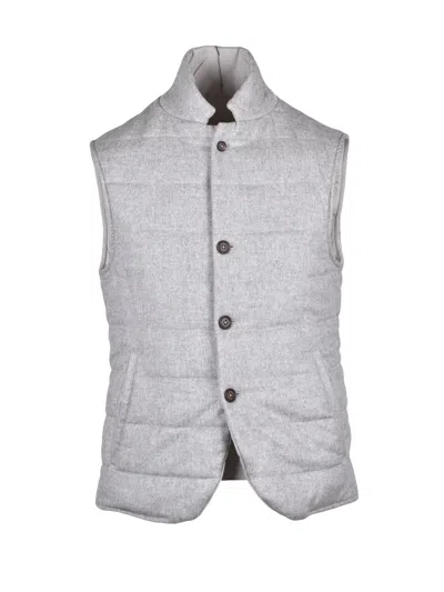Eleventy Grey Silk Cashmere Flannel Vest In Multi