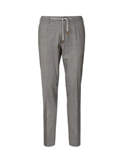 ELEVENTY ELEVENTY GREY STRAIGHT TROUSERS WITH DRAWSTRING WAIST
