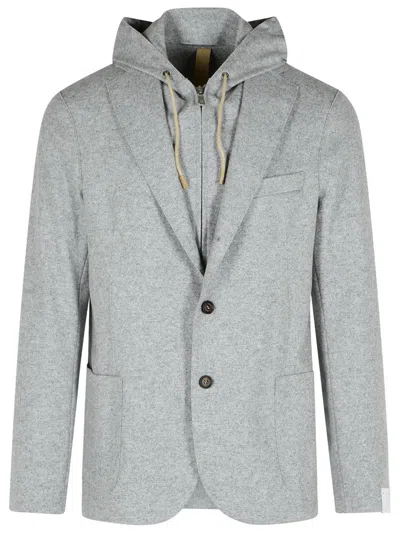 ELEVENTY ELEVENTY GREY WOOL BLEND BLAZER