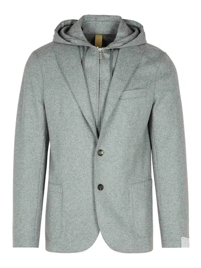 ELEVENTY GREY WOOL BLEND BLAZER