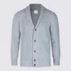 Eleventy Ribbed Texture Shawl Collar Long Sleeves In Gray