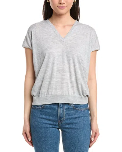 Eleventy Half-sleeve V-neck Wool Sweater In Gray