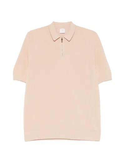 Eleventy Half-zip Short-sleeve Polo Shirt In Neutral