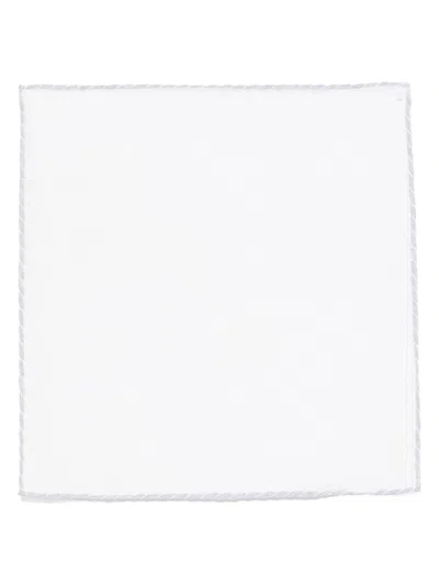 Eleventy Contrasting-border Linen Scarf In Weiss