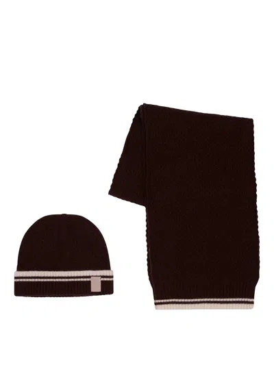 Eleventy Kids' Hat And Scarf Set In Black