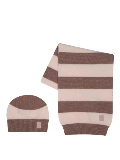Eleventy Kids' Hat And Scarf Set In Brown