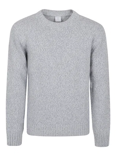 ELEVENTY HEATHER GRAY CREWNECK SWEATER WITH RIBBED TRIM