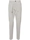 Eleventy Drawstring-waist Tapered Trousers In Grey