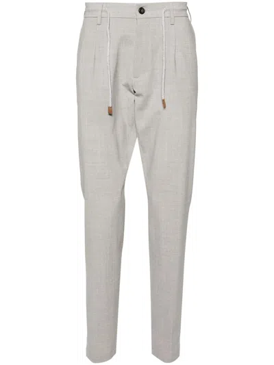 Eleventy Drawstring-waist Tapered Trousers In Grey