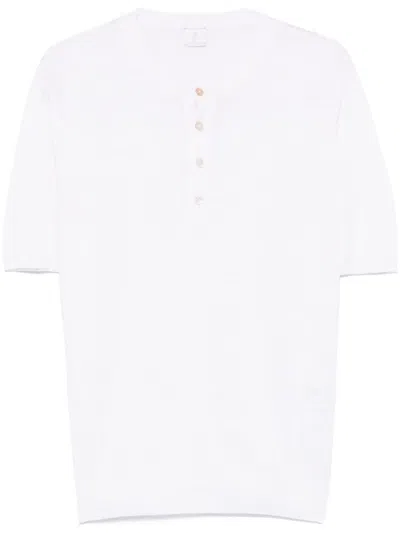 Eleventy Henley-neck T-shirt In White