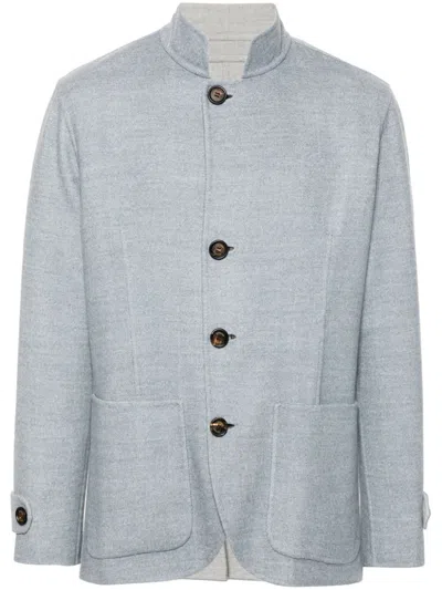 Eleventy Herringbone Blazer In Blue