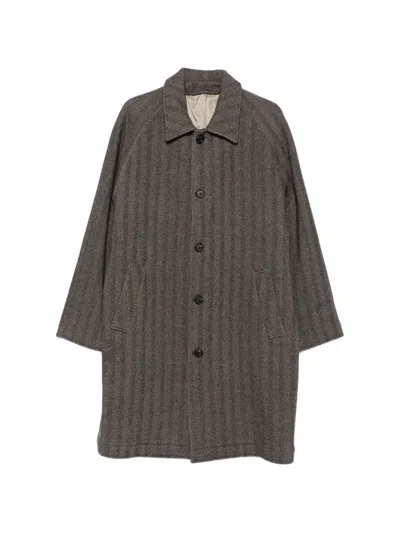 Eleventy Herringbone Cashmere Coat In Gray