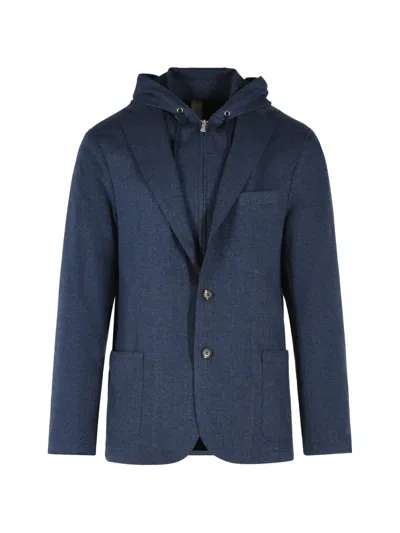 ELEVENTY HERRINGBONE HOODED BLAZER